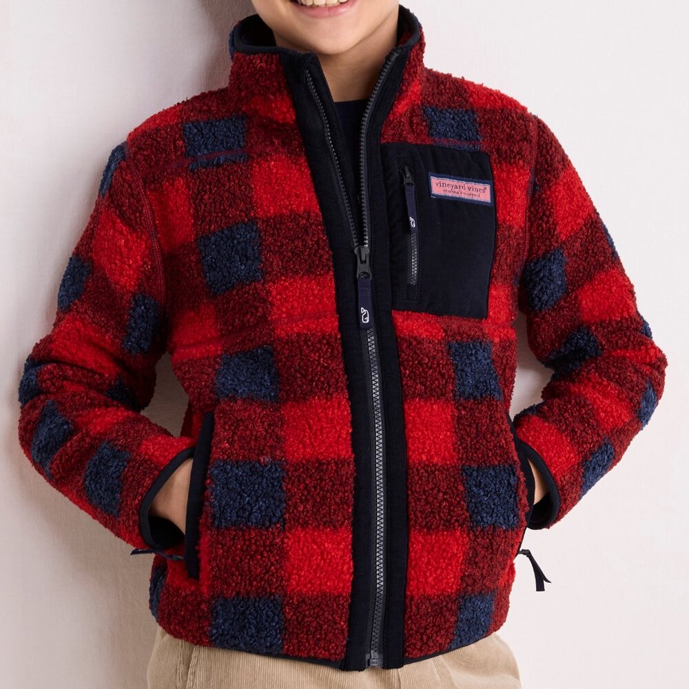 NWT Vineyard Vines Plaid Heritage High-Pile Fleece SuperShep Full-Zip Jacket - 7
